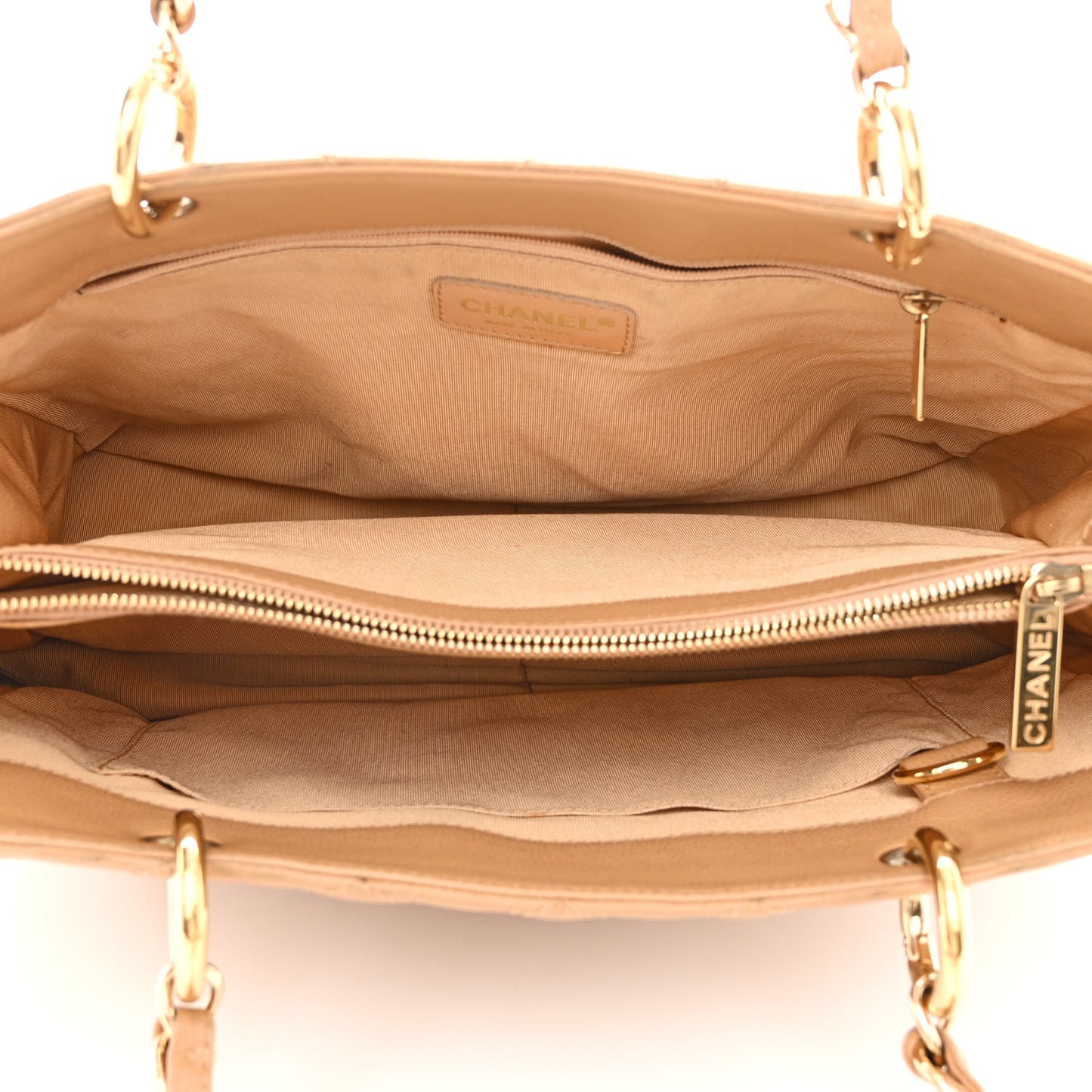 Caviar Quilted Grand Shopping Tote GST Dark Beige