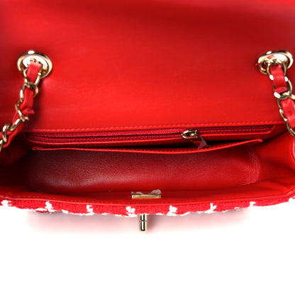 Chanel Tweed Quilted Mini Rectangular Flap White Red 5 of 11