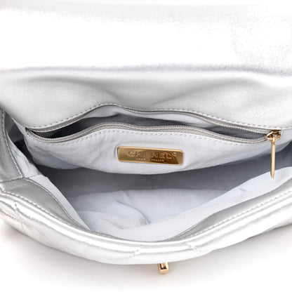 Chanel Metallic Lambskin Quilted Medium Chanel 19 Flap Silver 4 of 9