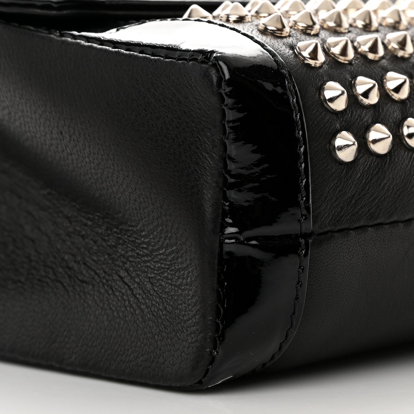 Nappa Patent Spikes Small Sweety Charity Crossbody Bag Black Silver