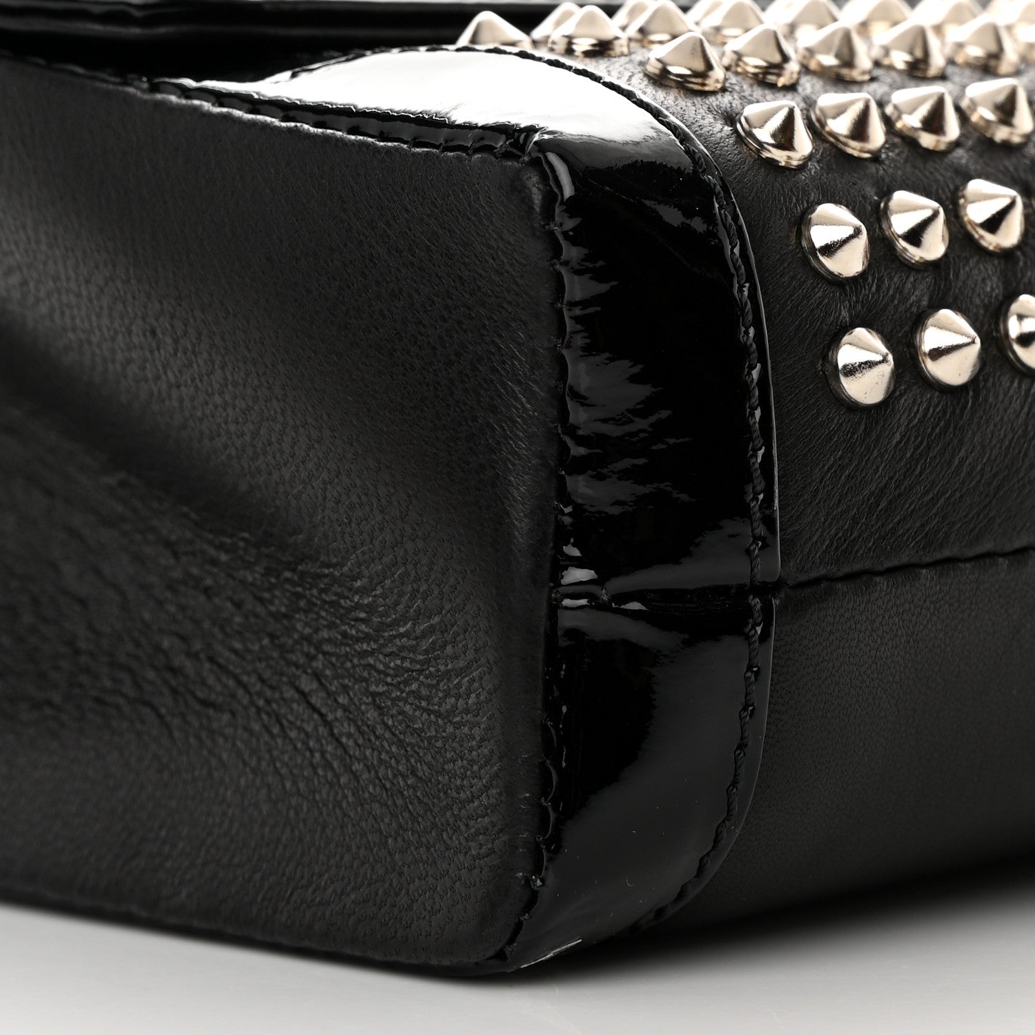 Christian Louboutin Nappa Patent Spikes Small Sweety Charity Crossbody Bag Black Silver 11 of 13