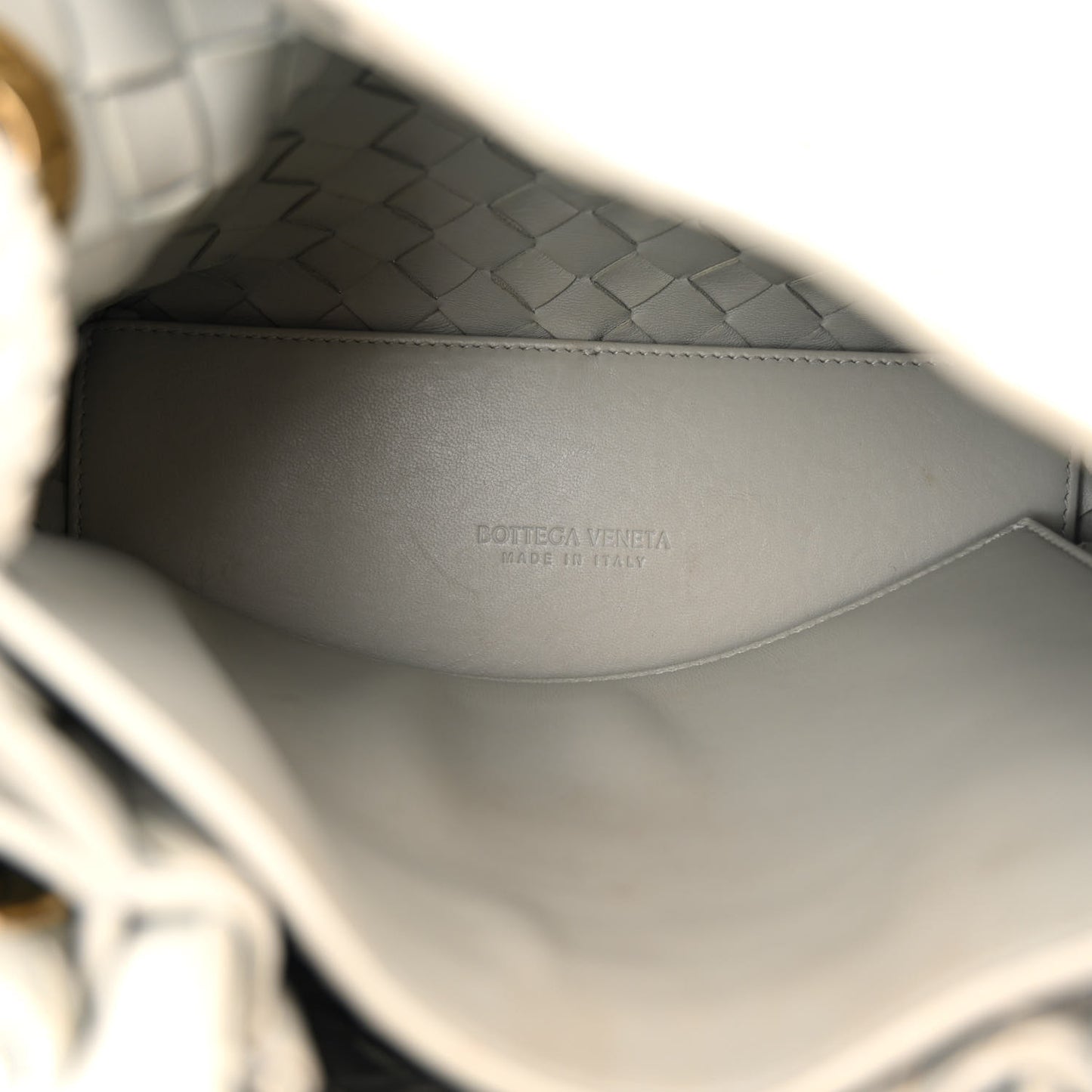 Nappa Intrecciato Small Andiamo Shoulder Bag Agate Grey