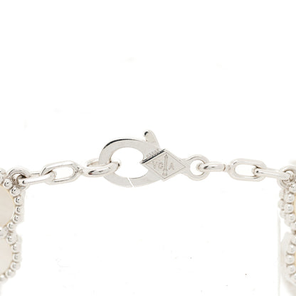 Van Cleef & Arpels 18K White Gold Mother of Pearl 5 Motifs Vintage Alhambra Bracelet 3 of 7