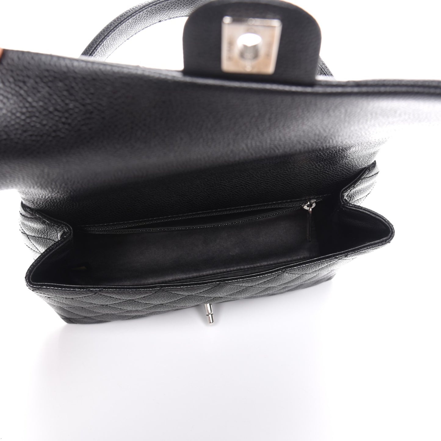 Caviar Quilted Medium Kelly Flap Black