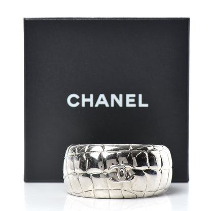 Chanel Metal Crocodile Embossed CC Cuff Silver 4 of 4