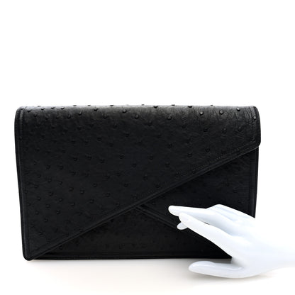 Bottega Veneta Ostrich Envelope Clutch Black 2 of 6
