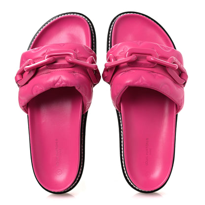 Louis Vuitton Calfskin Embossed Monogram Sunset Flat Comfort Mule 38.5 Rose Pop 2 of 13