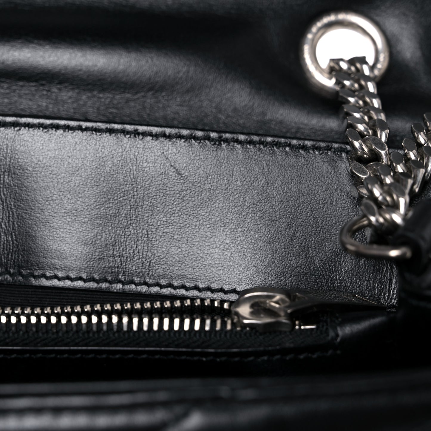 Calfskin Y Quilted Monogram Medium Loulou Chain Satchel Black