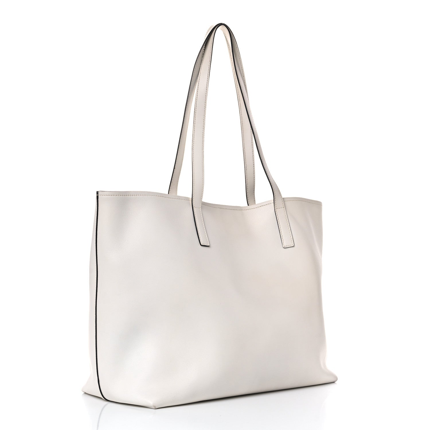 Prada City Calf Front Pocket Large Shopping Tote White Black 3 of 22