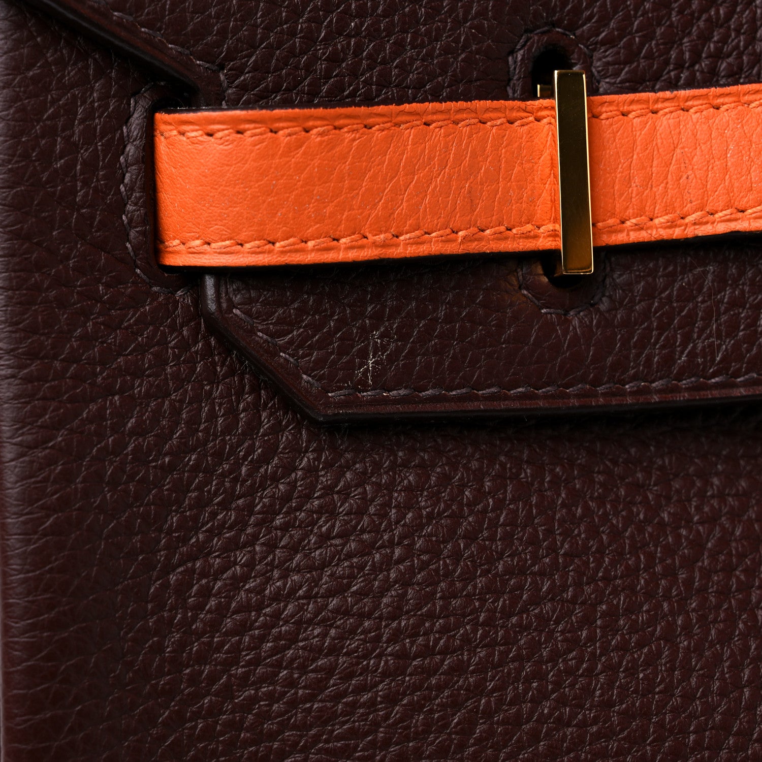 Hermes Togo Bi-Color Birkin 35 Chocolate Orange 12 of 15