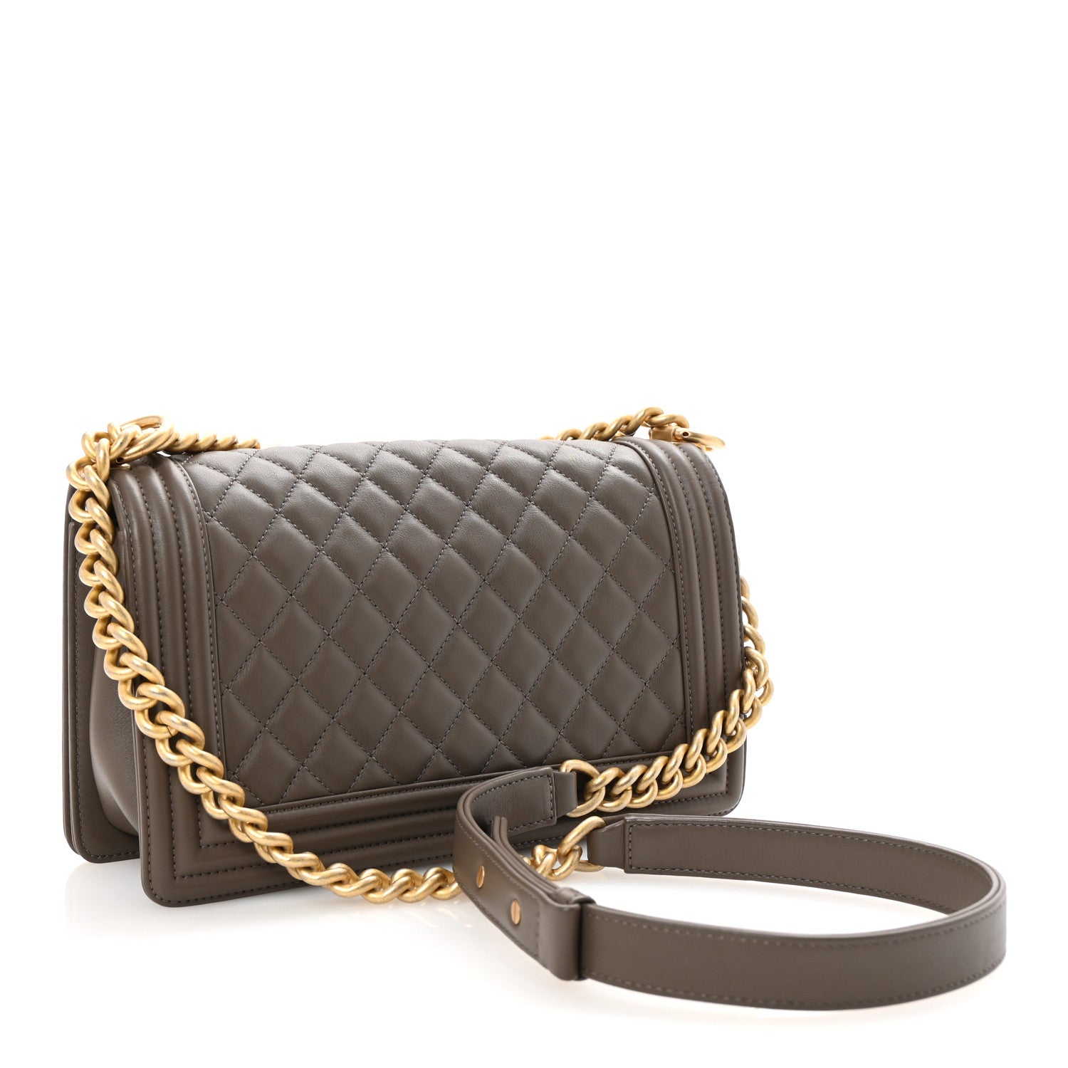 Chanel Lambskin Quilted Medium Boy Flap Taupe 3 of 10