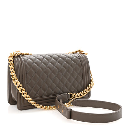 Chanel Lambskin Quilted Medium Boy Flap Taupe 3 of 10