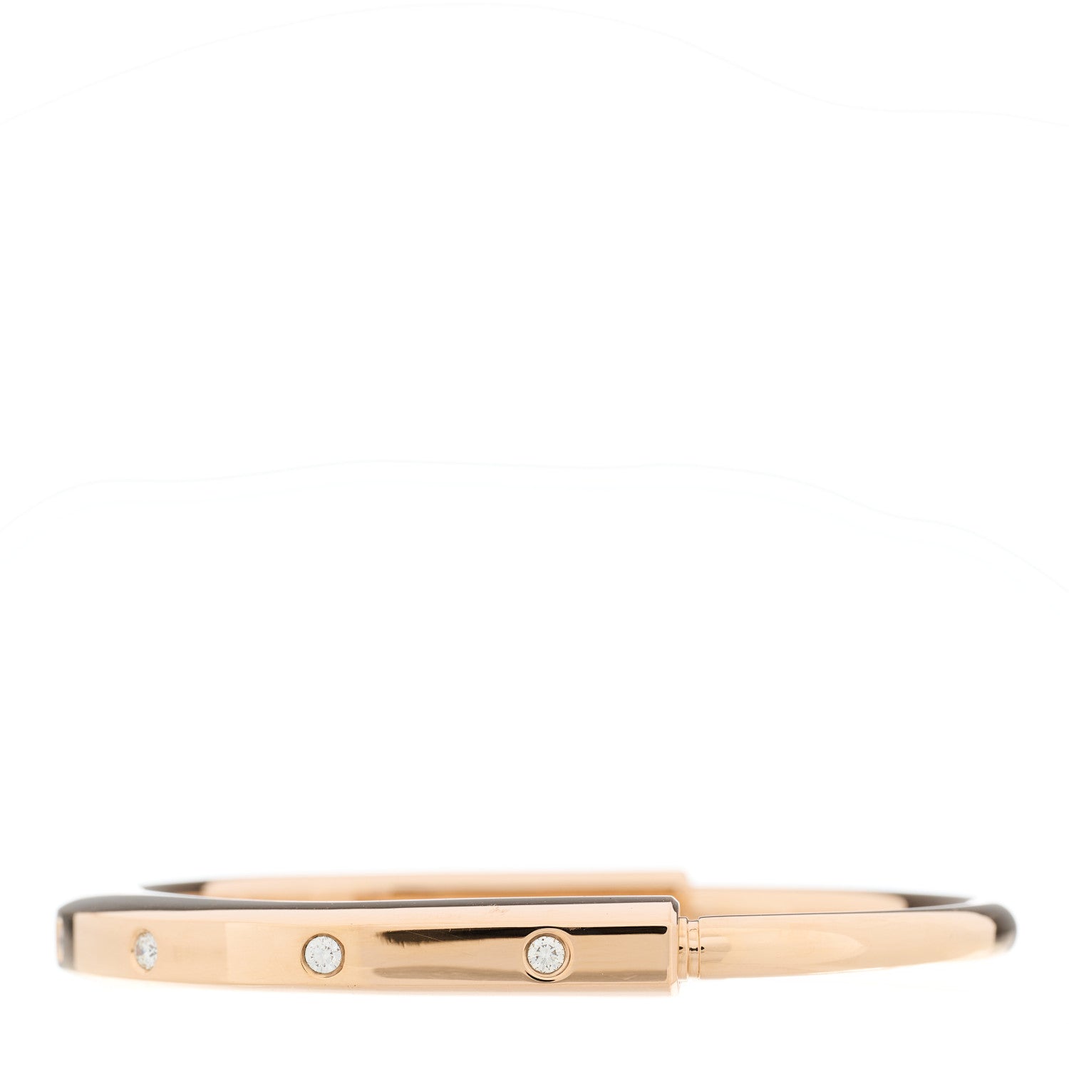 Tiffany 18K Rose Gold Diamond Tiffany Lock Bangle Bracelet 1 of 6