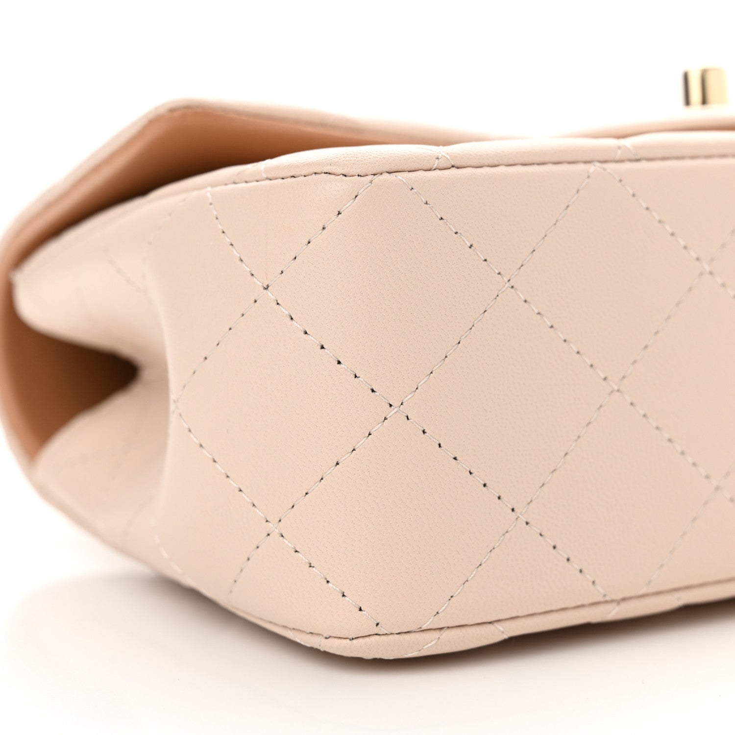 Chanel Lambskin Quilted Bi-Color Mini Top Handle Rectangular Flap Ecru Dark Beige 9 of 11