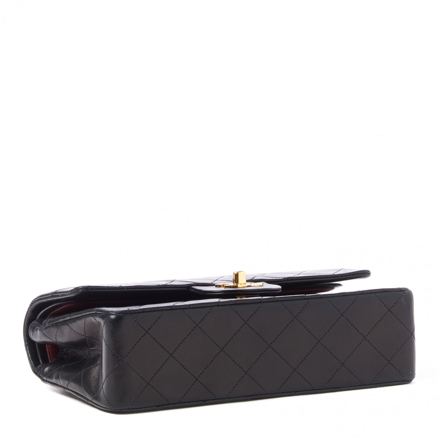 Lambskin Quilted Small Double Flap Black