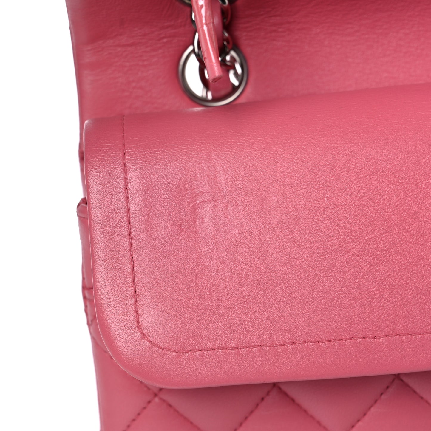 Lambskin Quilted Medium Double Flap Pink
