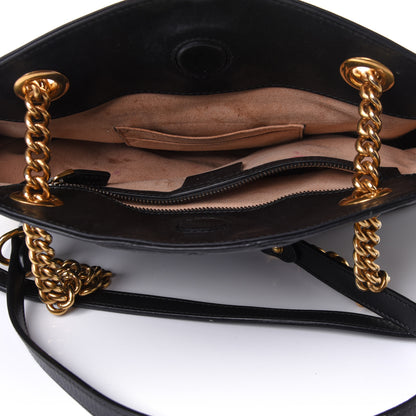 Gucci Calfskin Matelasse Medium GG Marmont Open Top Shoulder Bag Black 4 of 14