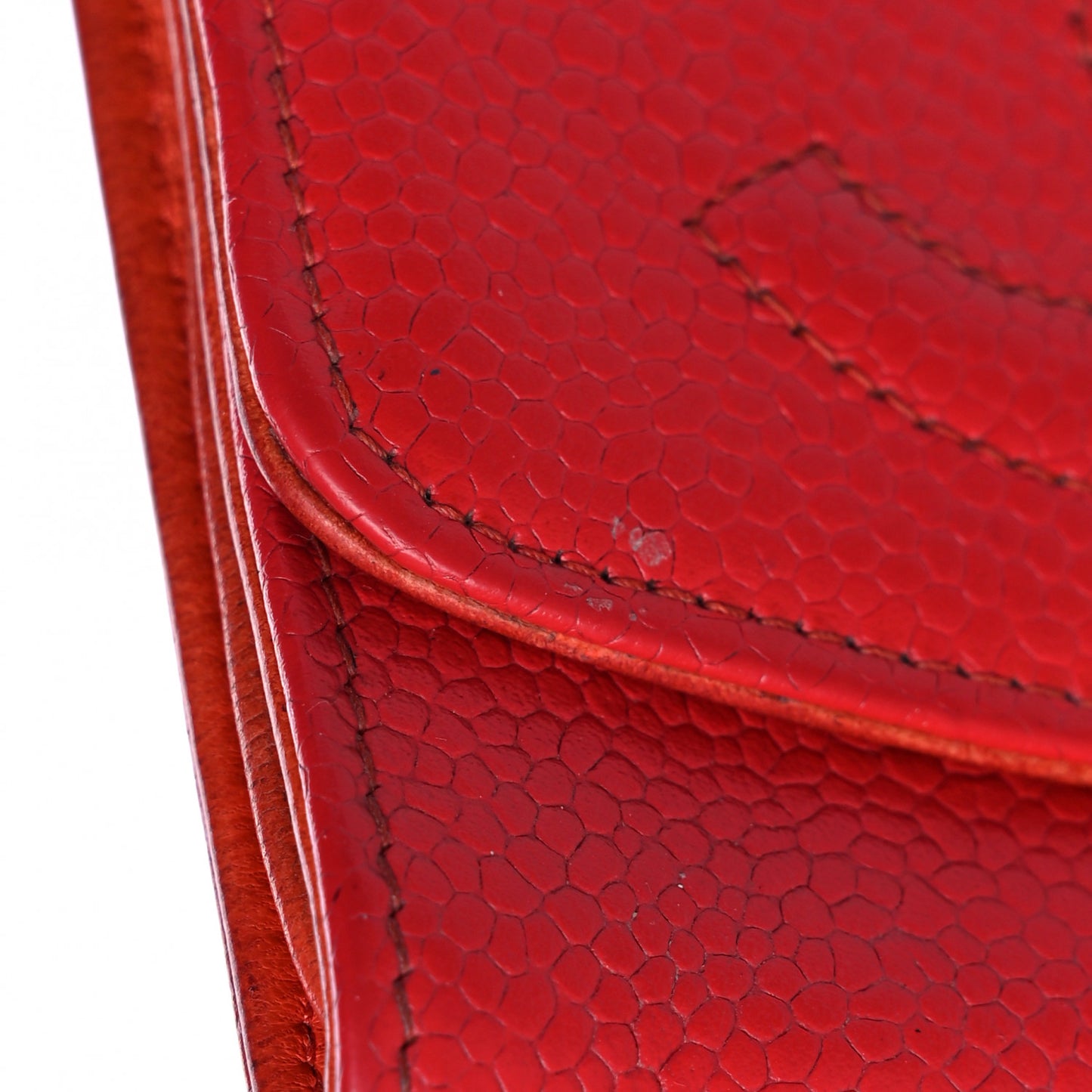 Caviar Timeless CC Card Holder Flap Wallet Dark Red