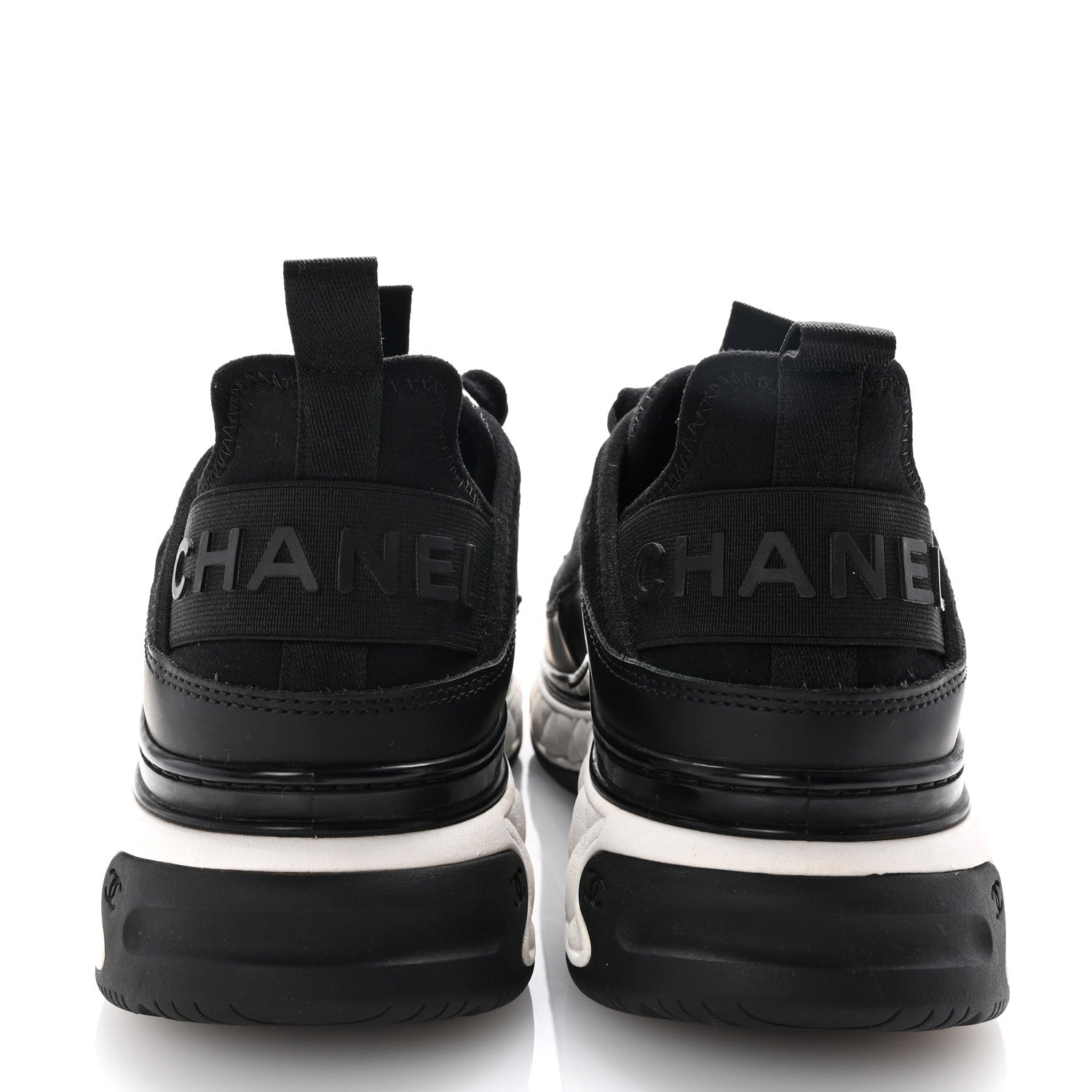Chanel Velvet Calfskin Mixed Fibers CC Sneakers 38.5 Black 6 of 9