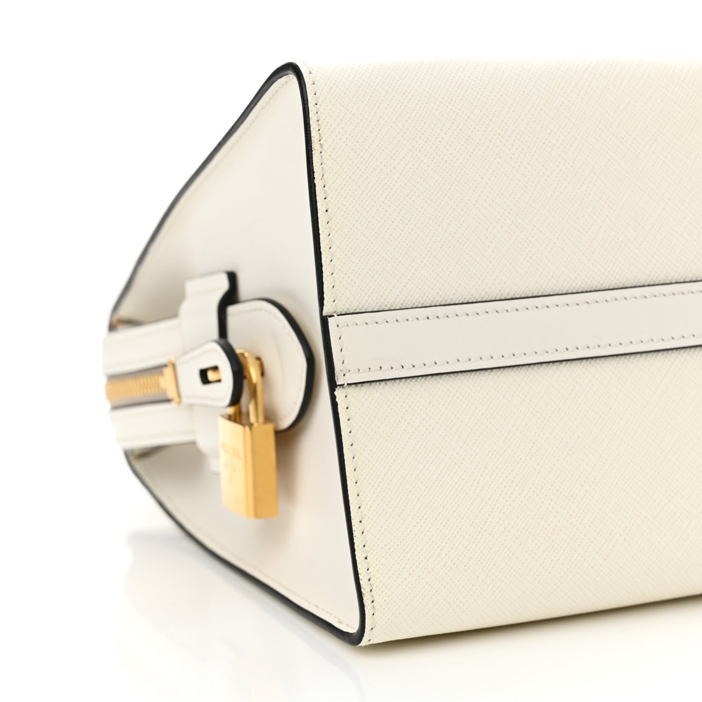 Saffiano City Calfskin Bibliothèque Top Handle White