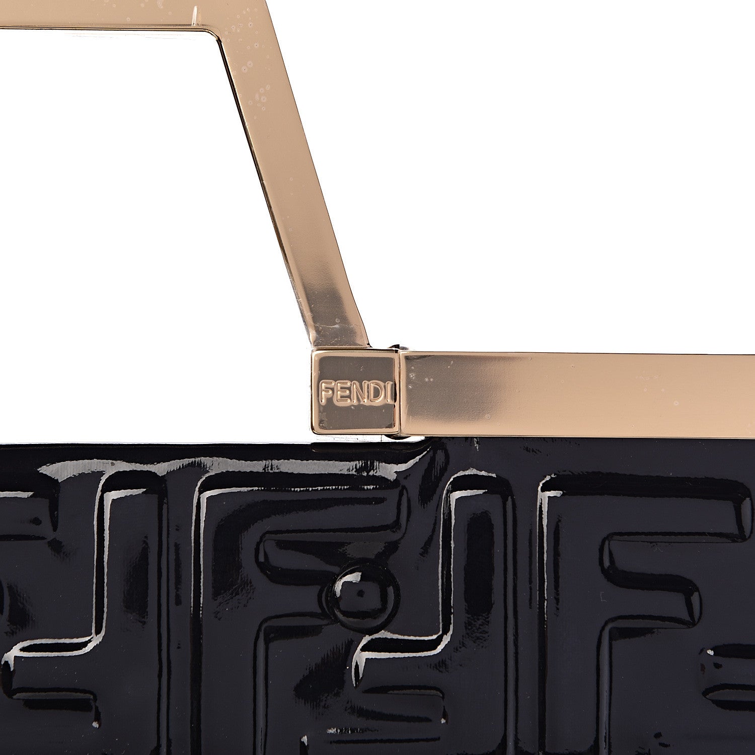 Fendi Patent FF 1974 Embossed Medium Shopping Flap Bag Black 8 of 10