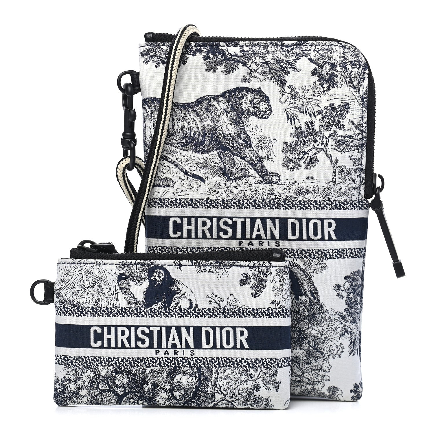 Christian Dior Technical Fabric Embroidered Toile De Jouy DiorTravel Multifunction Pouch Blue 1 of 9