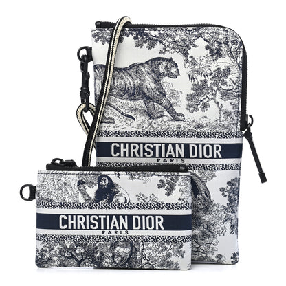 Christian Dior Technical Fabric Embroidered Toile De Jouy DiorTravel Multifunction Pouch Blue 1 of 9