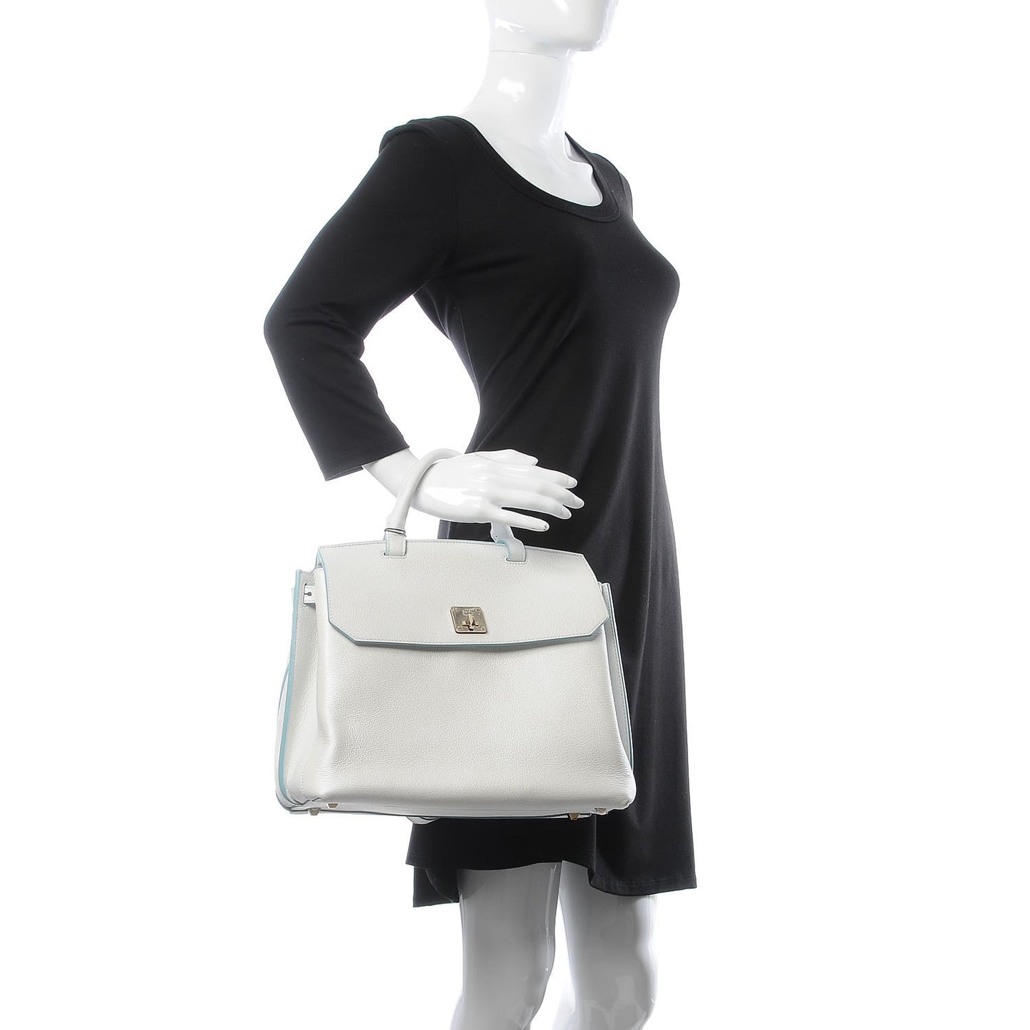 Grained Calfskin Large Milla Convertible Backpack White