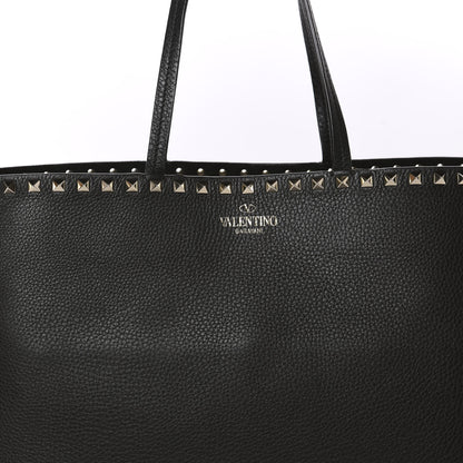 Valentino Garavani Grained Calfskin Rockstud Shoulder Tote Black 9 of 9