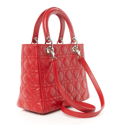 Christian Dior Lambskin Cannage Medium Lady Dior Red 3 of 11