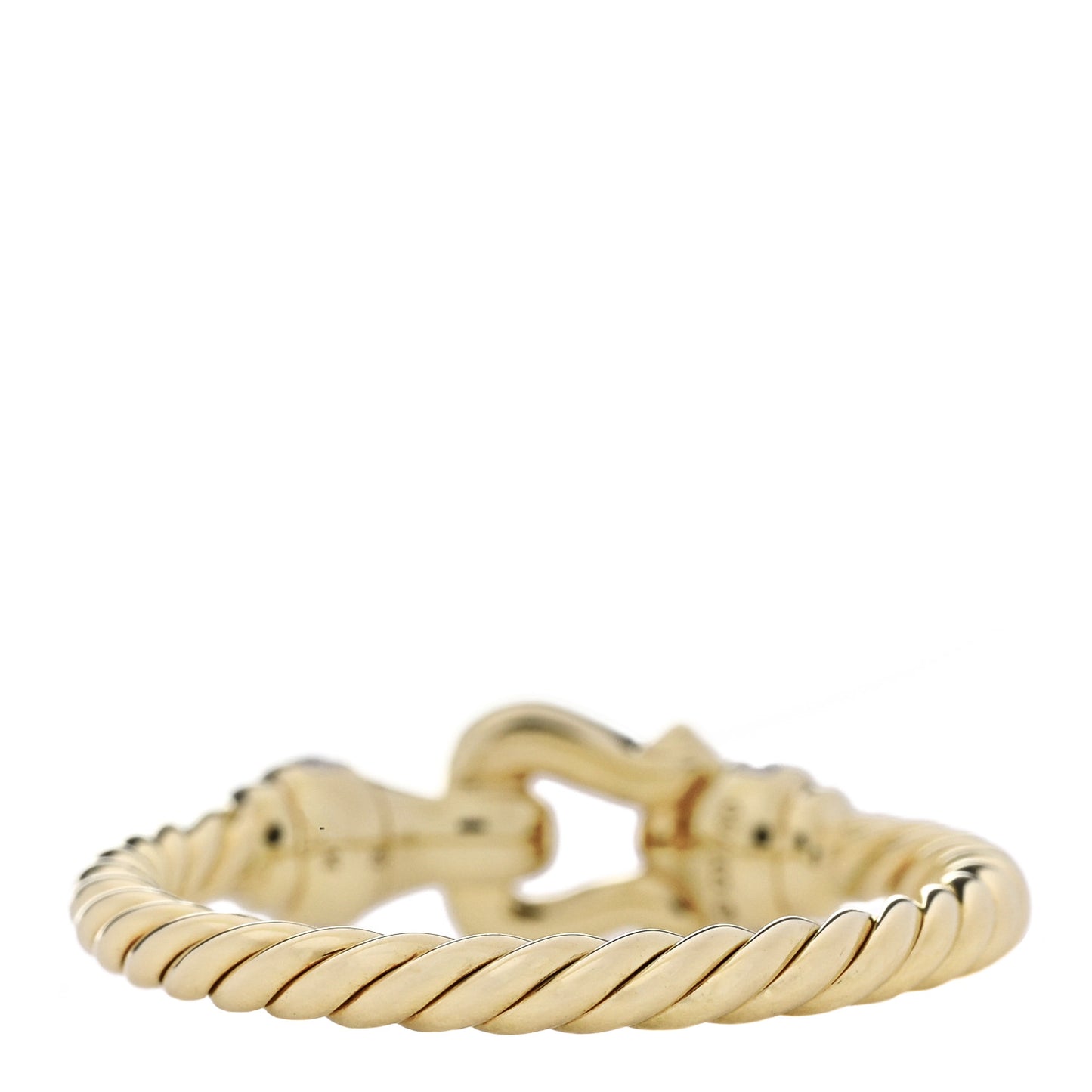 18K Yellow Gold Diamond Petite Buckle Cable Ring 57 8