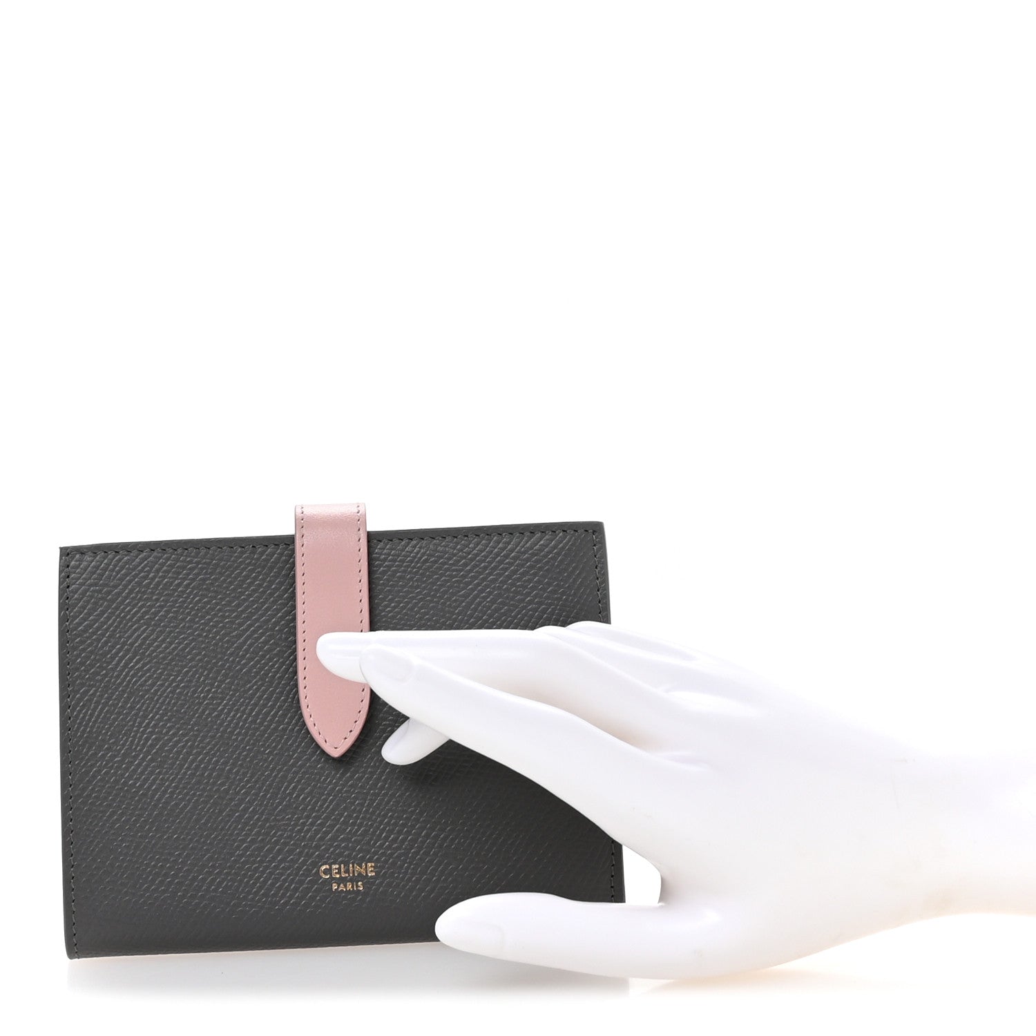 Celine Grained Calfskin Medium Multifunction Strap Wallet Grey Vintage Pink 2 of 10