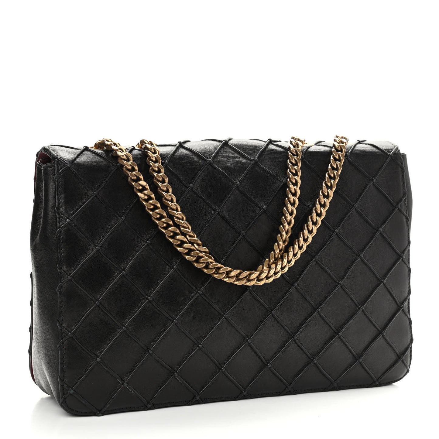 Natural Grain Calfskin Quilted Double J Quilted Bag Black