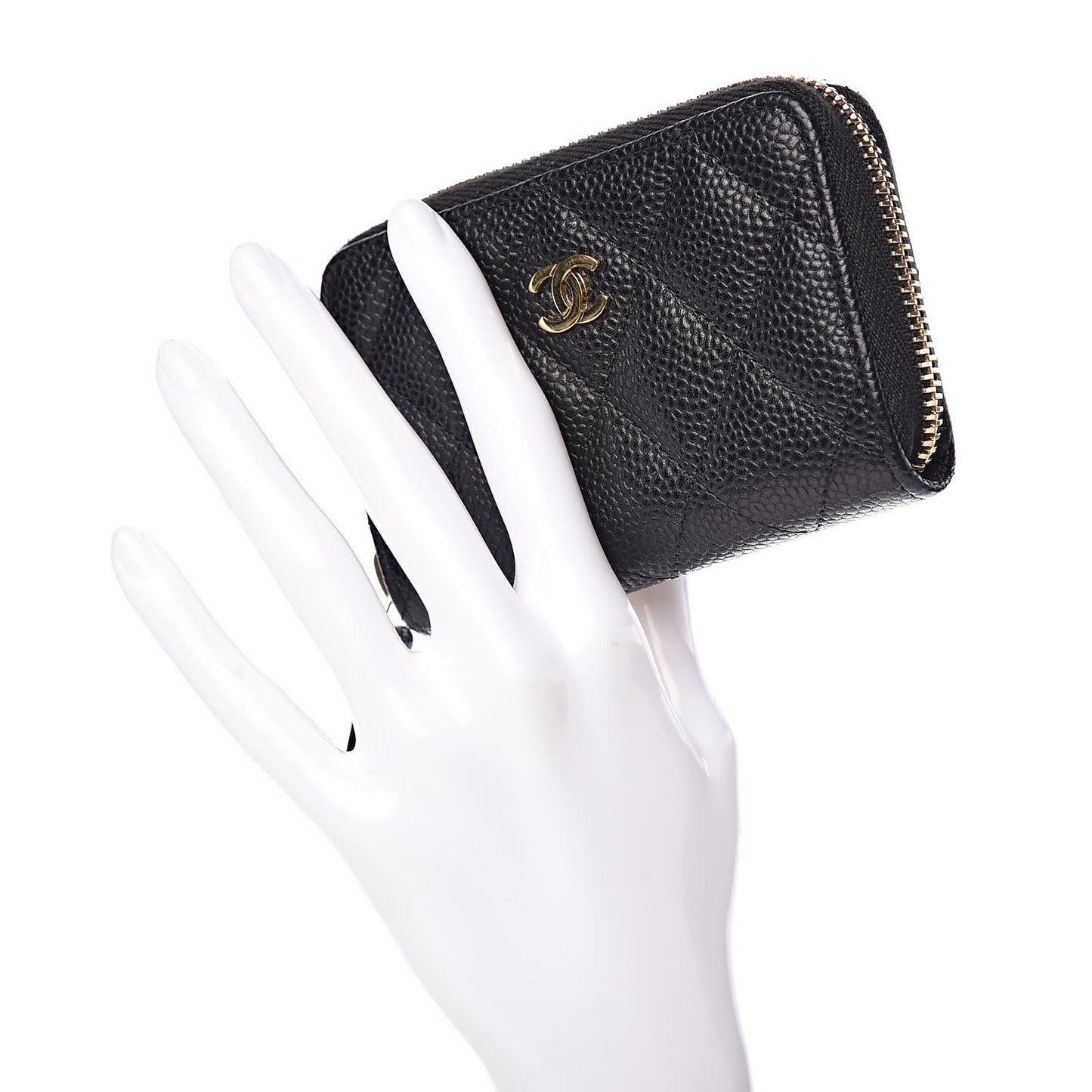 Caviar Quilted Zip Coin Purse Black