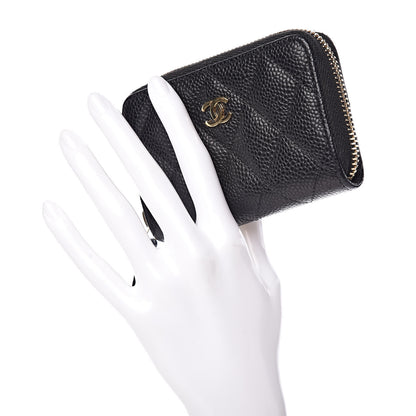 Chanel Caviar Quilted Zip Coin Purse Black 2 of 8