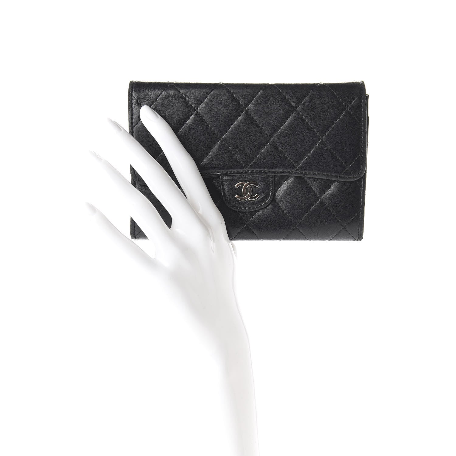 Chanel Lambskin Quilted Small Flap Wallet Black 2 of 8