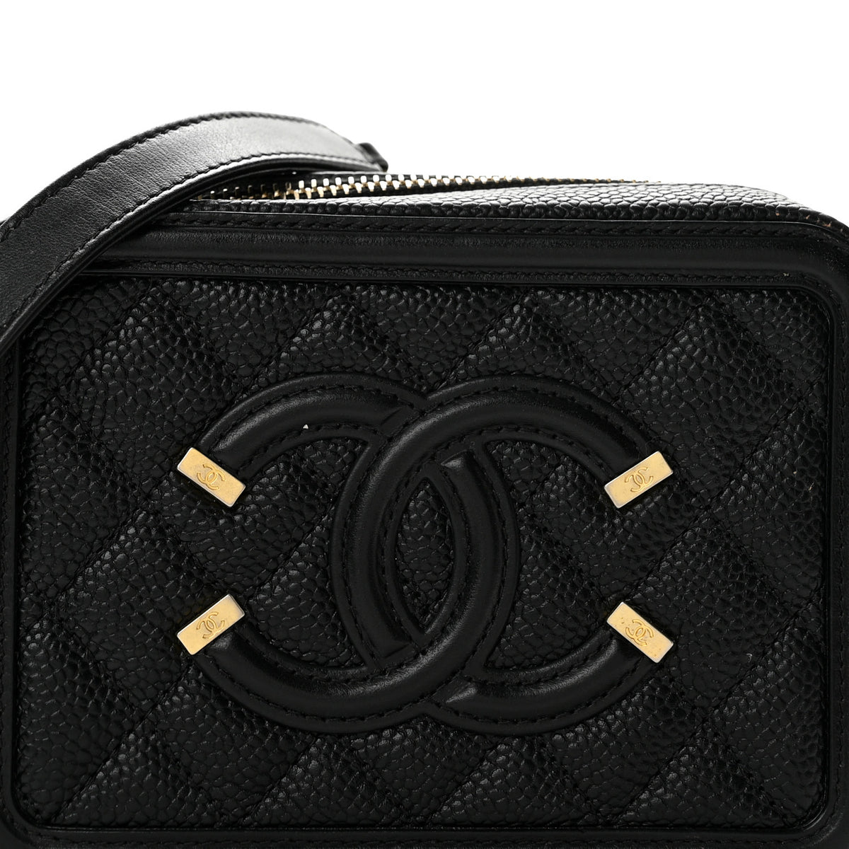 Chanel Caviar Quilted CC Filigree Vanity Clutch With Chain Black 8 of 12