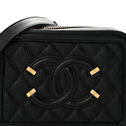 Chanel Caviar Quilted CC Filigree Vanity Clutch With Chain Black 8 of 12