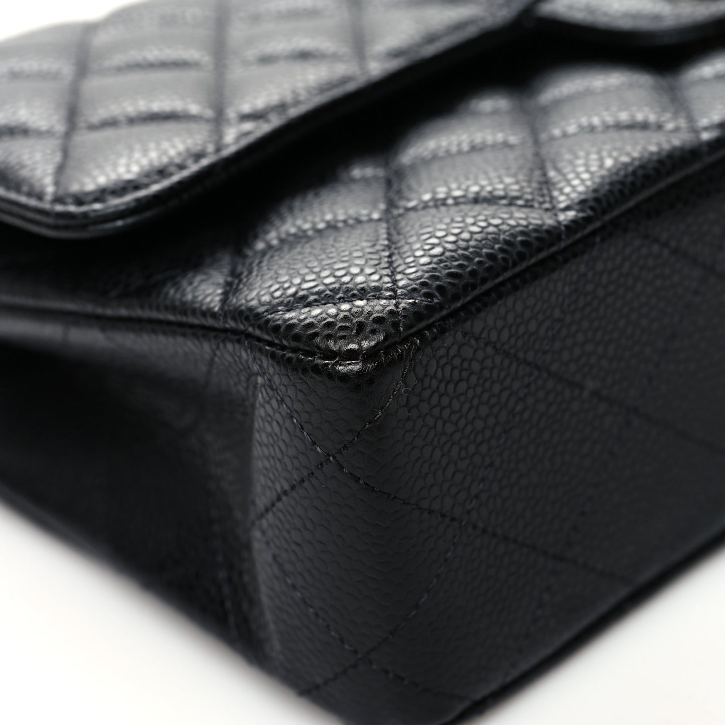 Caviar Quilted Medium Double Flap Black