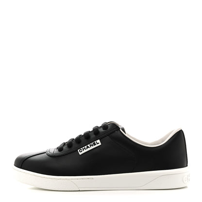 Chanel Calfskin CC Womens Sneakers 37.5 Black 1 of 10
