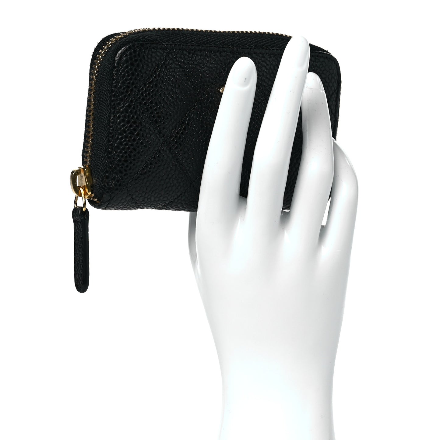 Caviar Quilted Zip Coin Purse Black
