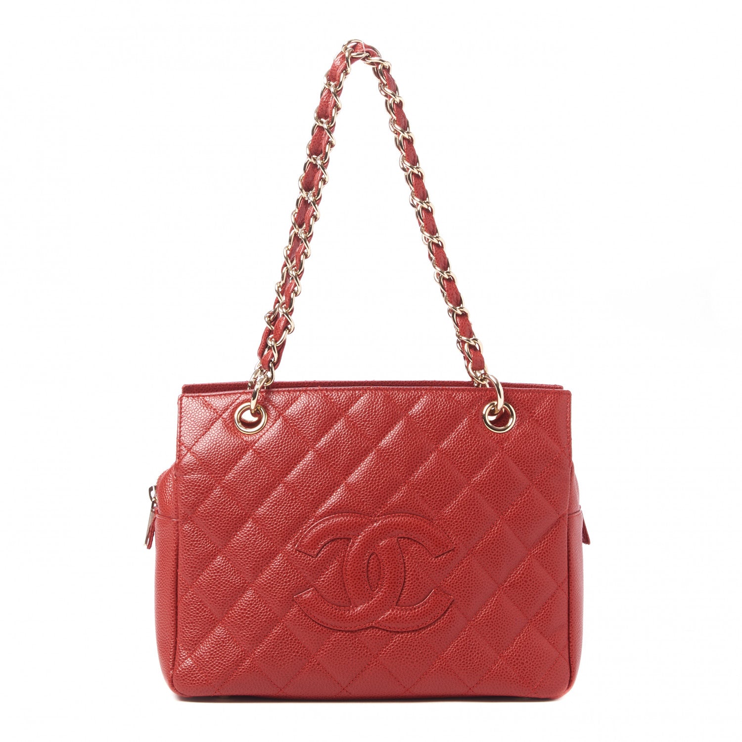 Chanel Caviar Quilted Petit Timeless Shopping Tote PTT Red 1 of 9
