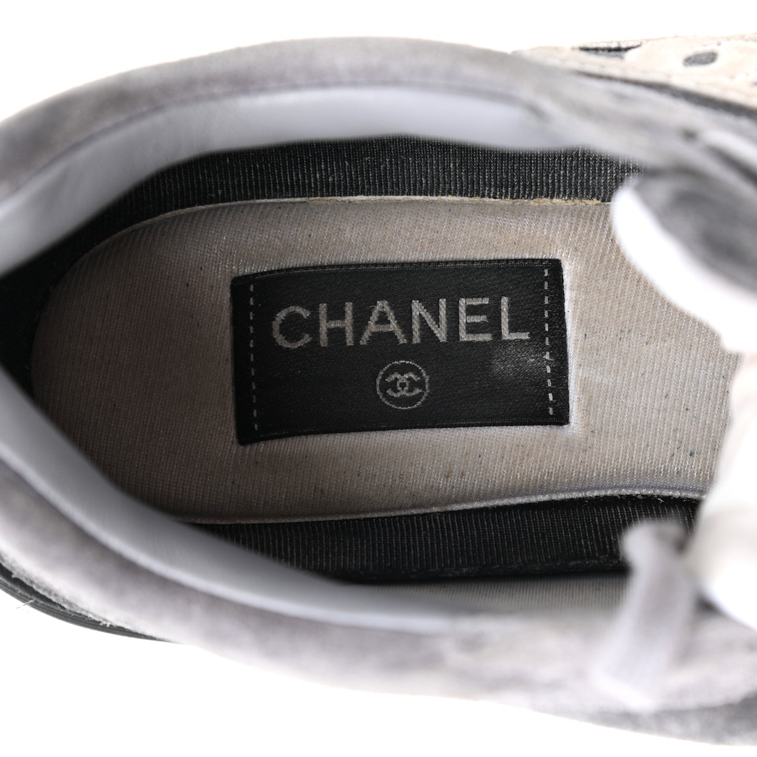 Chanel Suede Calfskin CC Sneakers 40 Black Grey 7 of 9