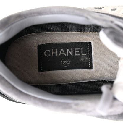 Chanel Suede Calfskin CC Sneakers 40 Black Grey 7 of 9
