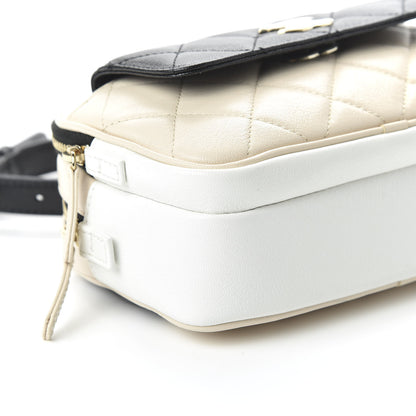 Chanel Goatskin Quilted Waist Bag Beige White Black 6 of 10