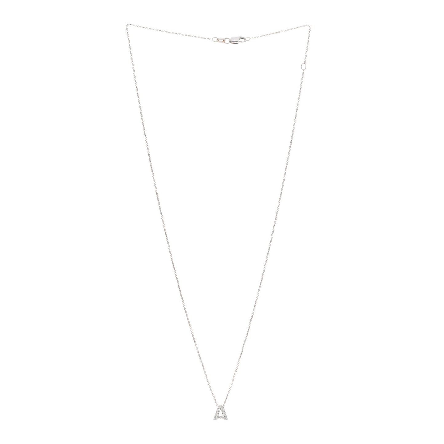 18K White Gold Diamond Love Letter A Pendant Necklace