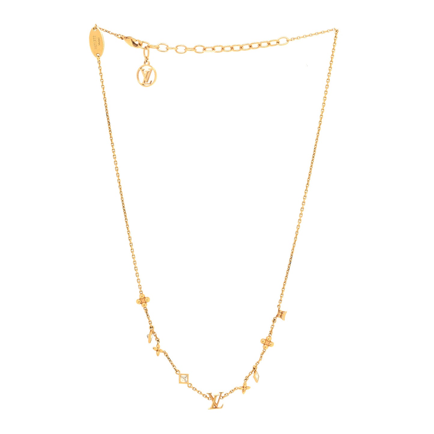Metal Crystal LV In The Sky Necklace Gold