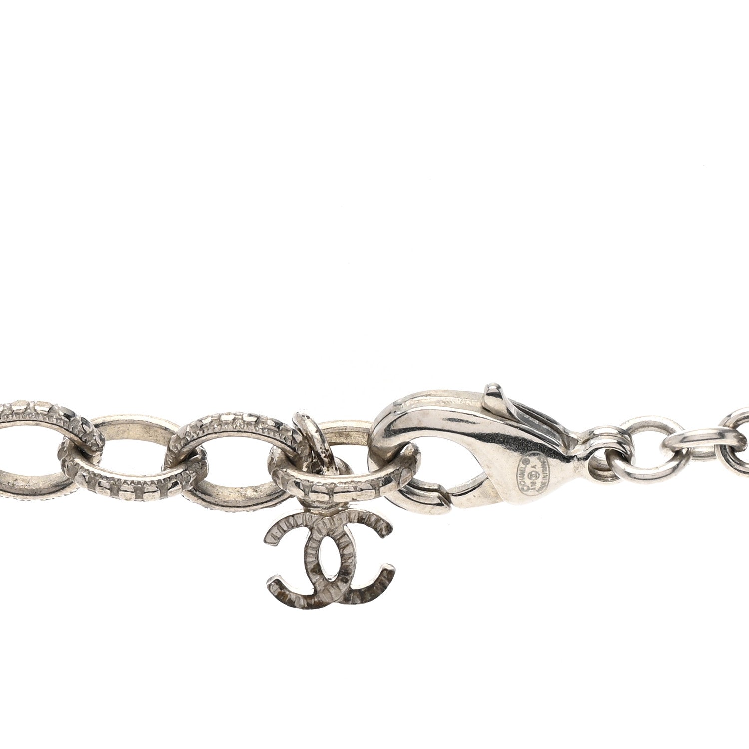 Chanel Crystal Pearl Chain Necklace Gray 5 of 5