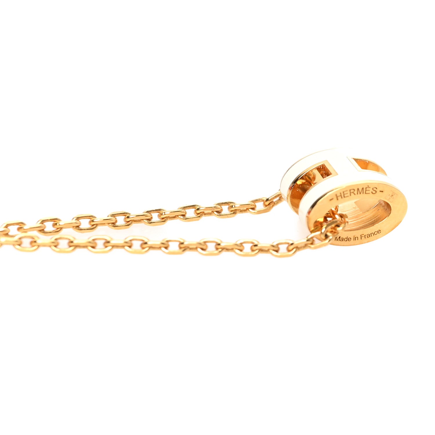 Hermes Lacquered Gold Mini Pop H Pendant Necklace White 5 of 6