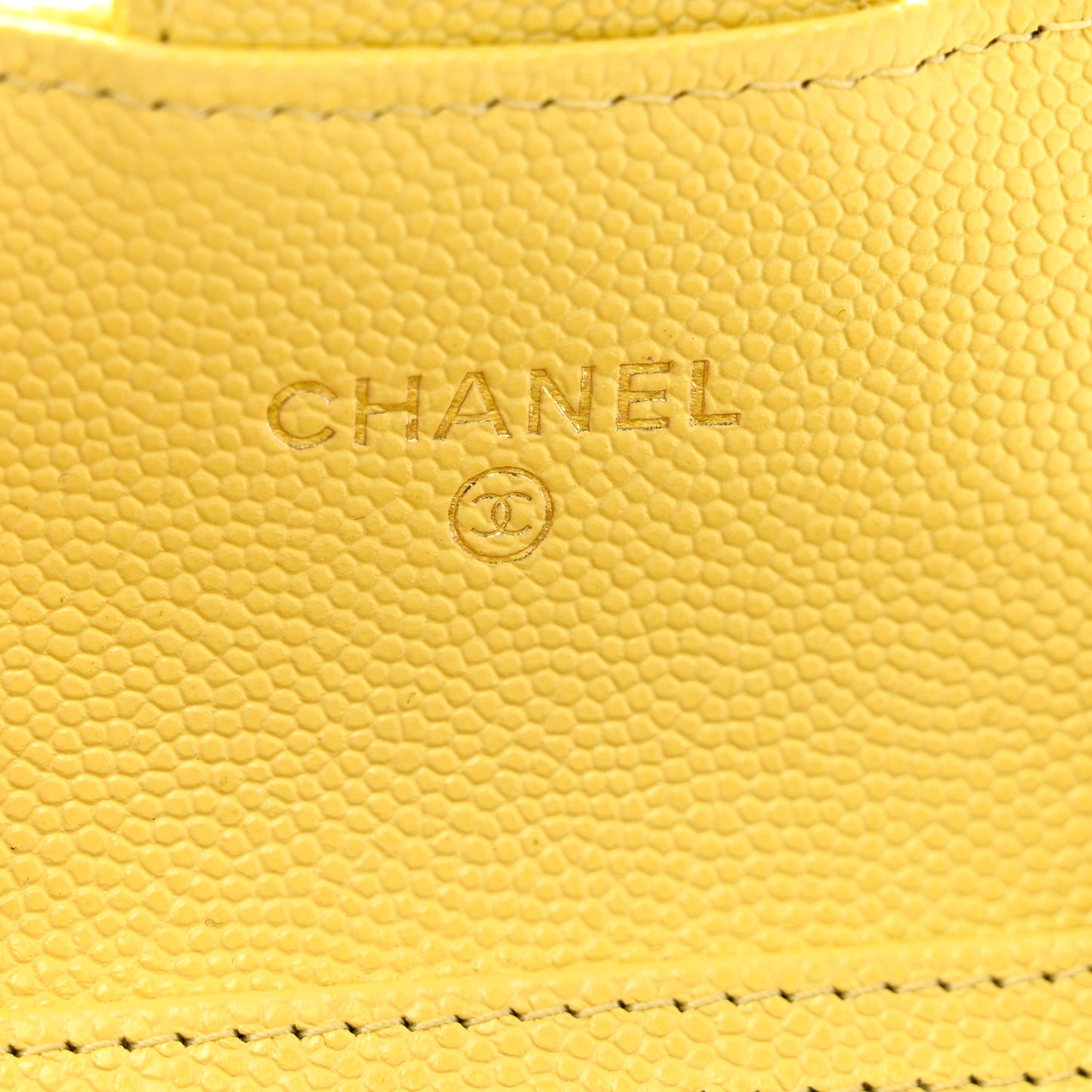 Caviar Quilted Flap Card Holder On Chain Yellow